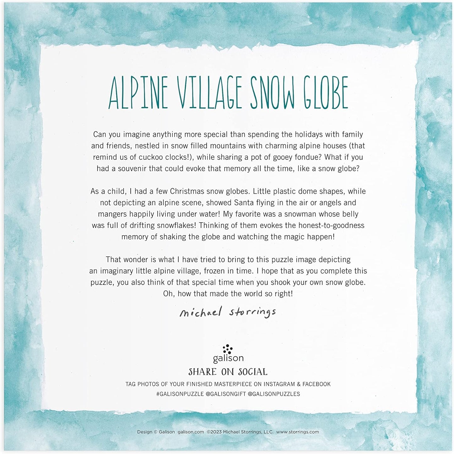 Galison Michael Storrings Alpine Village Snowglobe 500 Piece Foil Puzzle