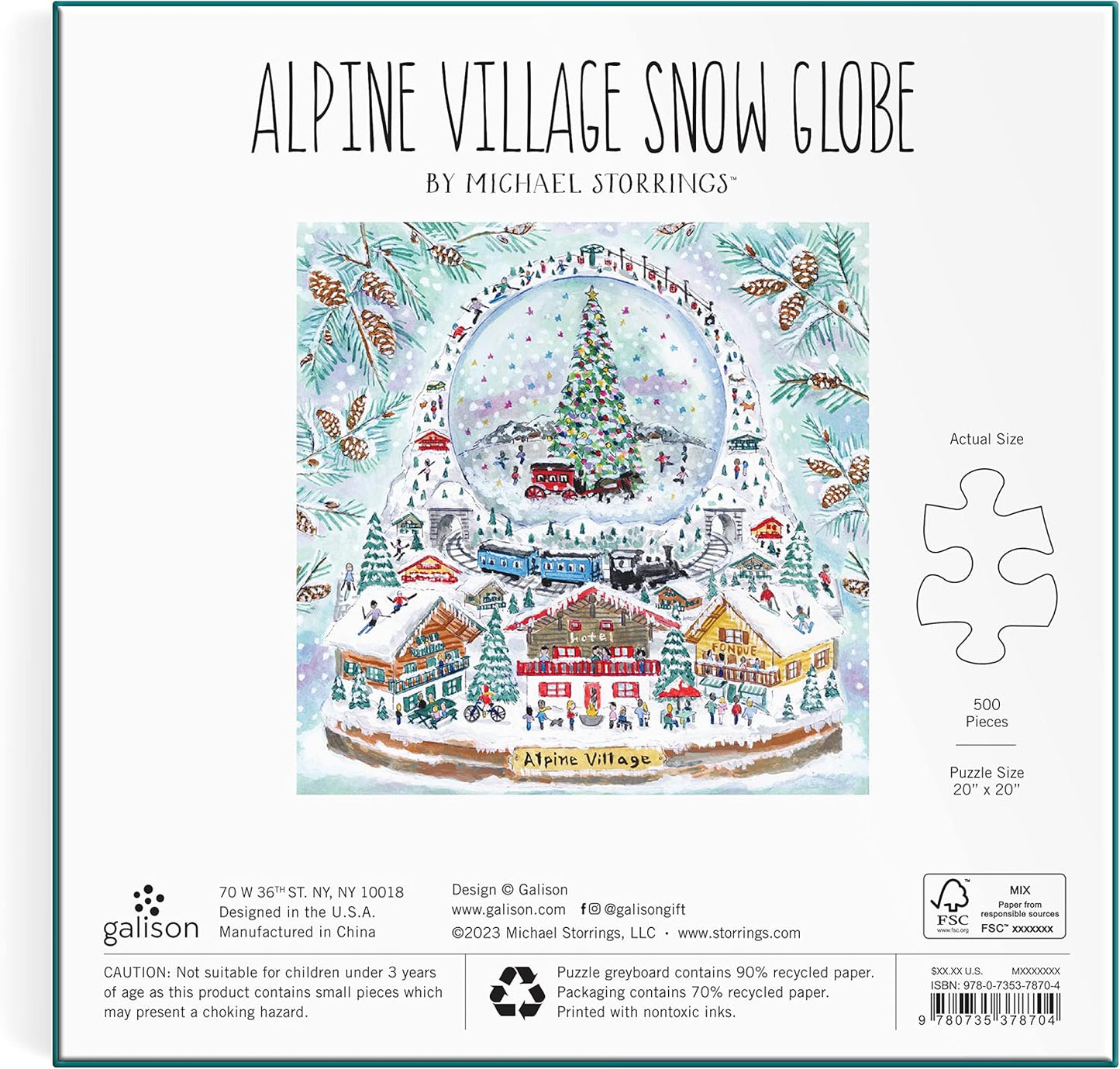 Galison Michael Storrings Alpine Village Snowglobe 500 Piece Foil Puzzle