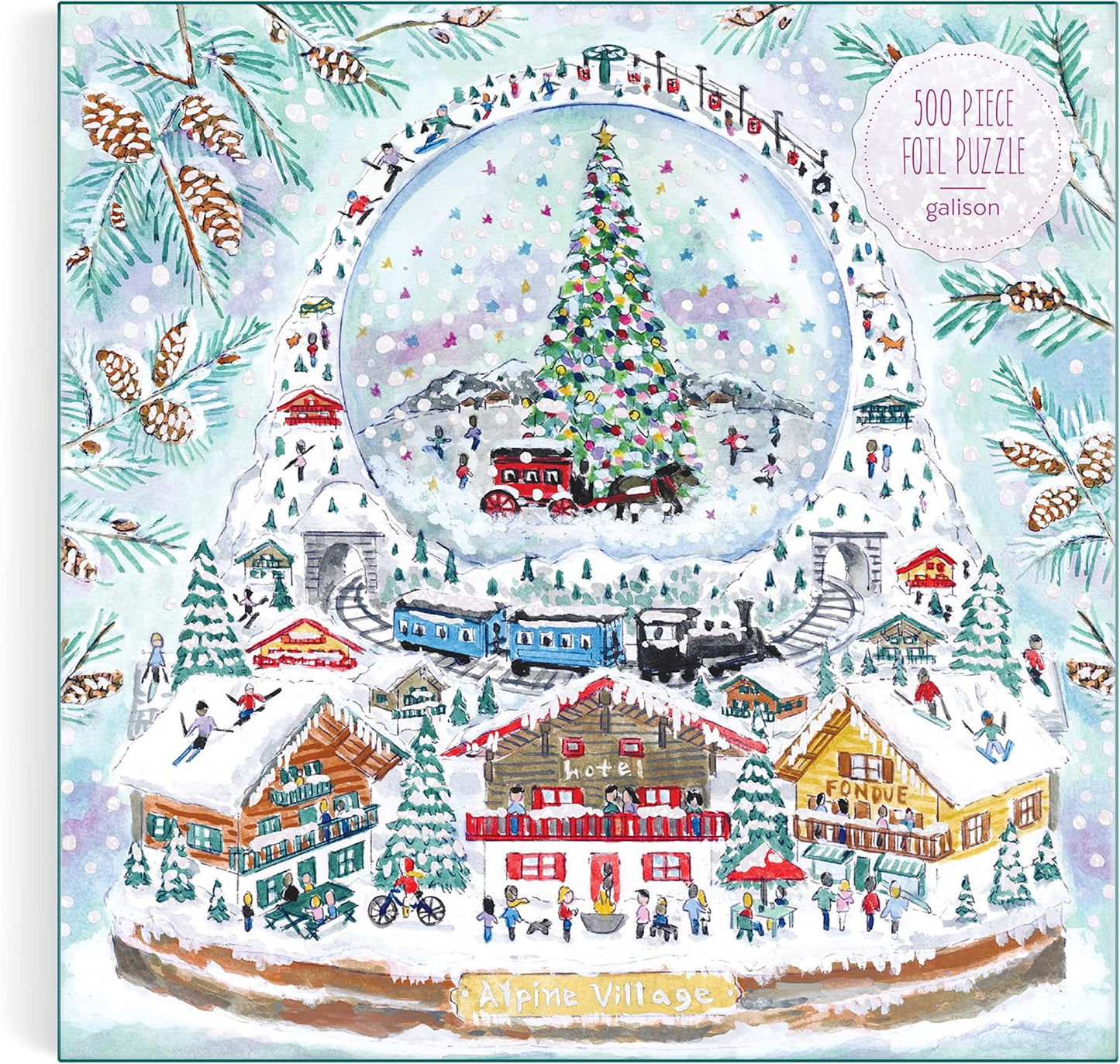 Galison Michael Storrings Alpine Village Snowglobe 500 Piece Foil Puzzle